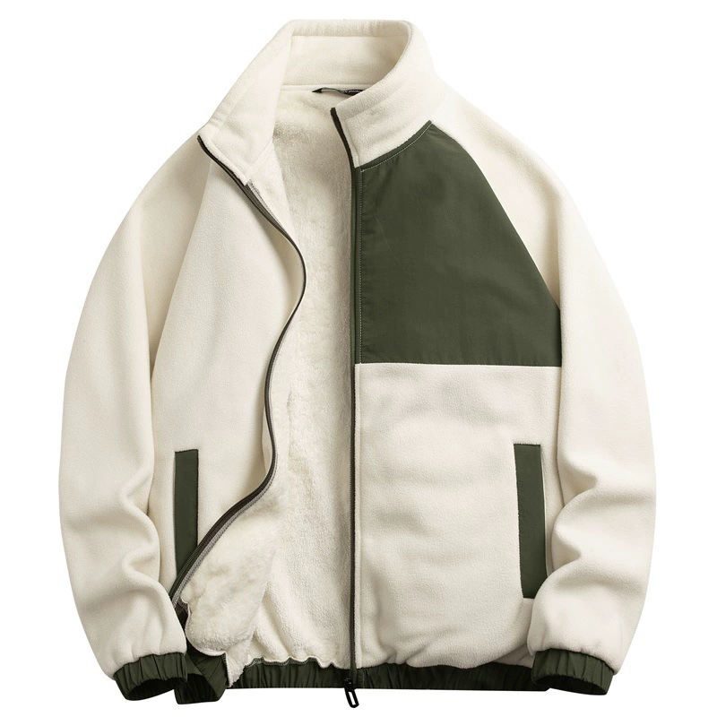 Мужской бархатный свитер на молнии, с длинным рукавом, fleece кардиган, теплая куртка