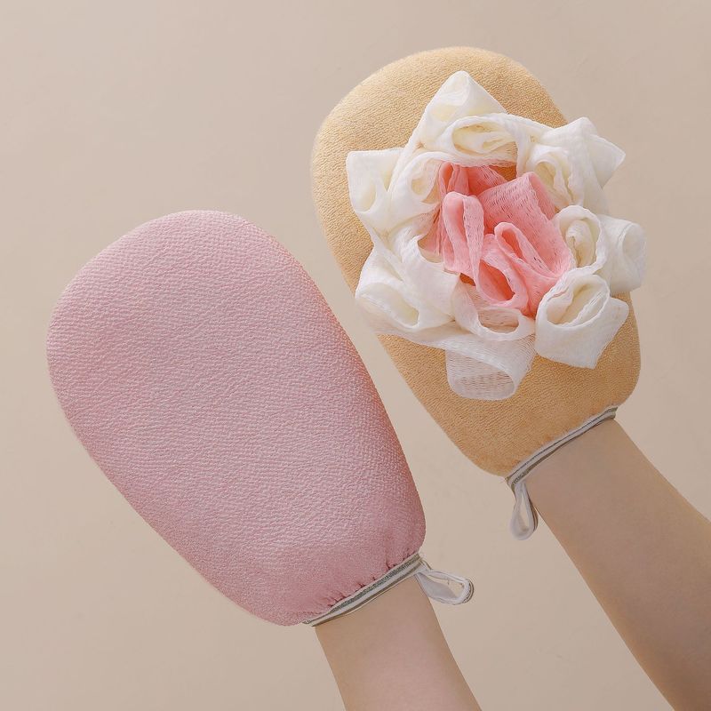 女性用INSスタイルのバスタオルと泥こすり手袋、肌を傷つけない両面仕様、家庭用入浴と角質除去に最適|undefined