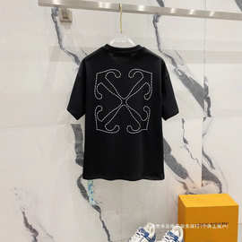 跨境OFF2025春夏新款OW小字母LOGO大箭头圆领套头短袖T恤男女款一