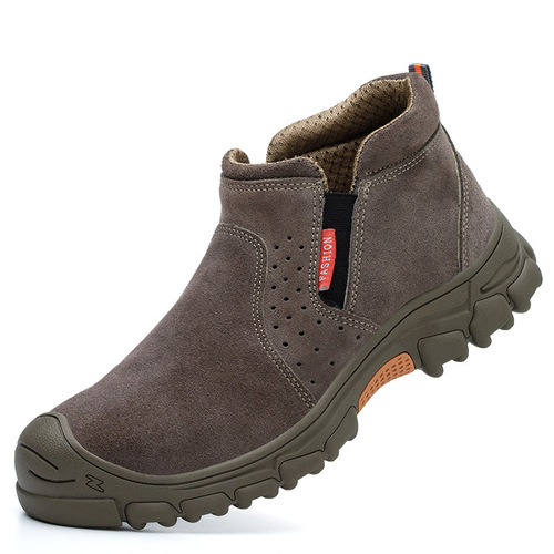 Welder protective shoes suede cowhide high temperature resistant work shoes men's slip-on wear-resistant labor protection shoes