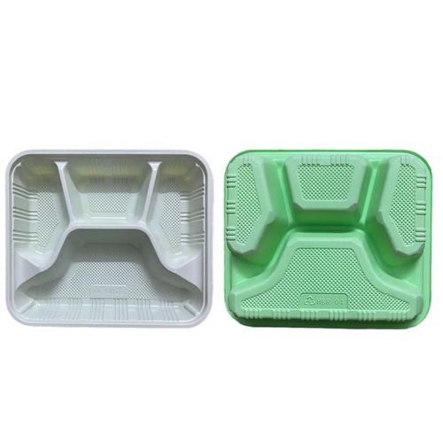 Four-grid disposable lunch box, two-grid three-grid packing box, multi-grid rice box, rectangular plastic fast food box, thickened