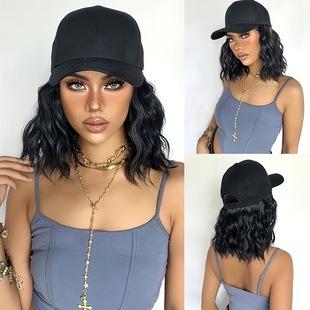 Hat Wig All-In-One Women's Fashionable Short Curly Wig Hat Bobo Head Short Curly Hair Cross-Border Wig Ready Wholesale