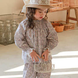 2025秋款新品草莓珊韩国儿童女孩洋气田园风花朵衬衫现货