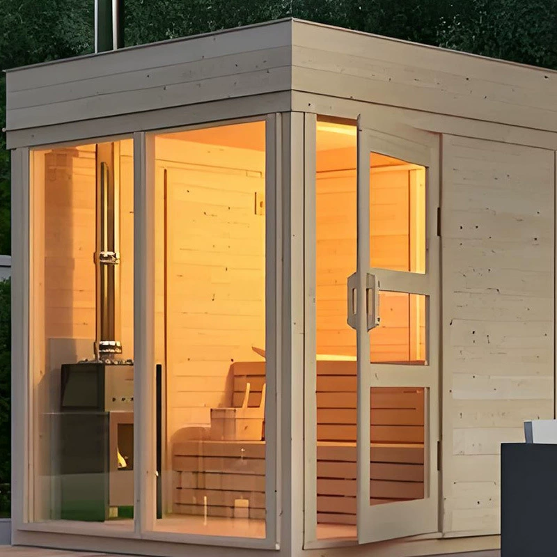 Домашняя коммерческая сауна с дальним инфракрасным спектром, из красного кедра, сосны и железа, сухой и влажный пар, производитель для трансграничных продаж, уличная сауна.