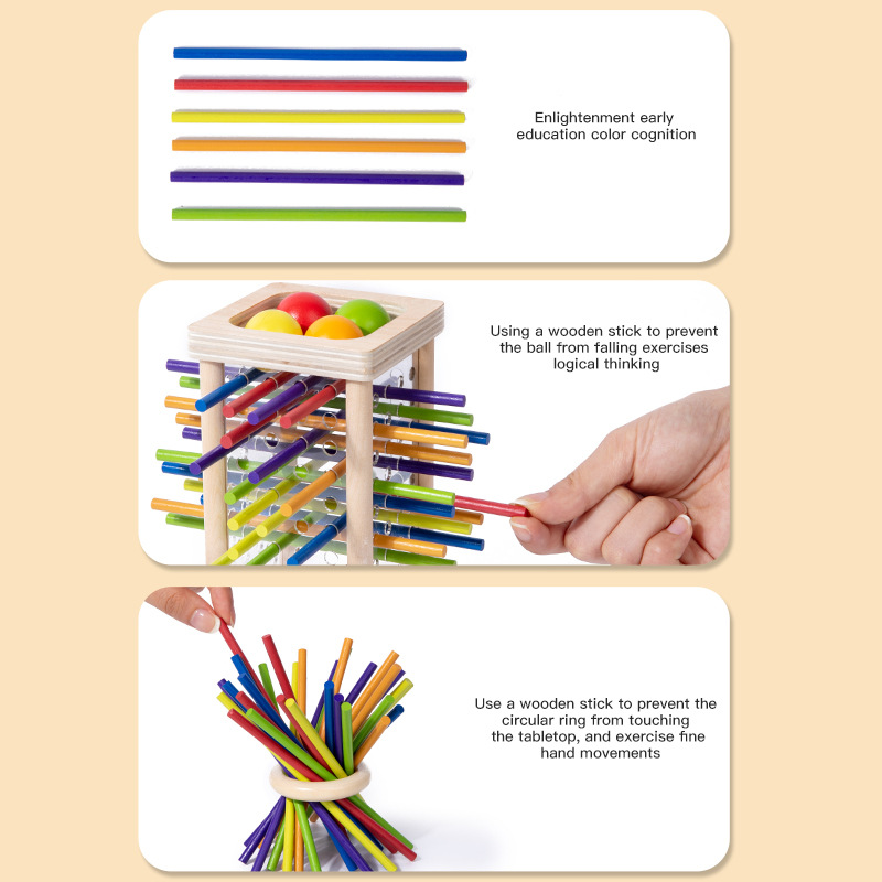 Educación temprana de madera 3 en 1 juego de palo de dibujo de color cognitivo padre-hijo interactivo juego de mesa de concentración juguetes de equilibrio