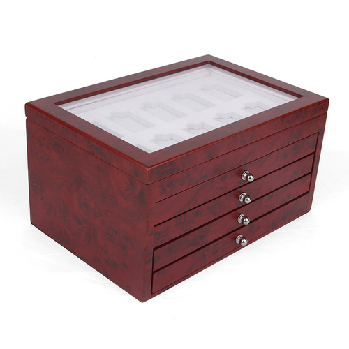 New wooden lighter gift box storage box multi-layer 50 grid lighter cigarette butt display box collection box