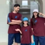 条纹短袖母子宽松t恤
