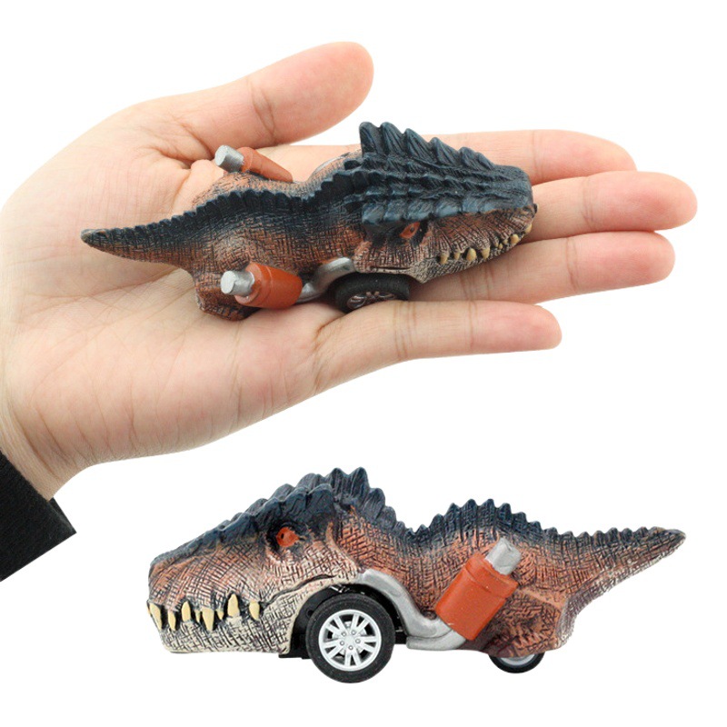 Juguete para niños ciencia y educación dinosaurio modelo cognitivo simulación pintada a mano dinosaurio de carreras todoterreno Tire hacia atrás pequeño juguete de carreras