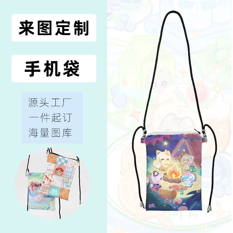 Сумка через плечо жаккардовый холст мультфильм мультфильм с изображением печати сотовый телефон сумка студенческий женский мобильный телефон сумка для хранения оптом