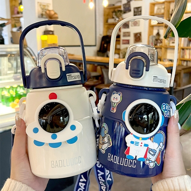 Astronaut 316 stainless steel vacuum cup large capacity high-looking student straw cup food grade children's big belly Cup