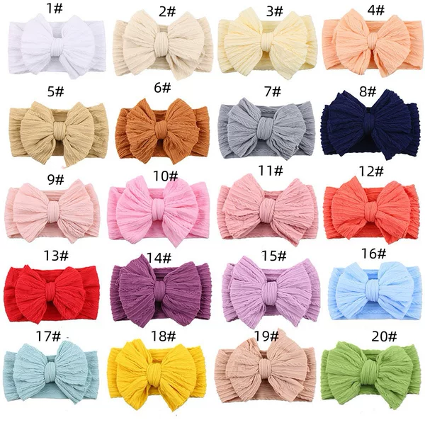Cross-Border Simple Children's Hairband Baby Nylon Elastic Jacquard Headband Baby Bow Twist Pattern Sweet Hair Accessories