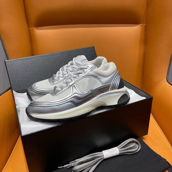 silver Running Shoes Women's 2023 Season New Style Fragrant Style Silver Corner King sneaker Mesh Breathable Height-increasing Torre Shoes