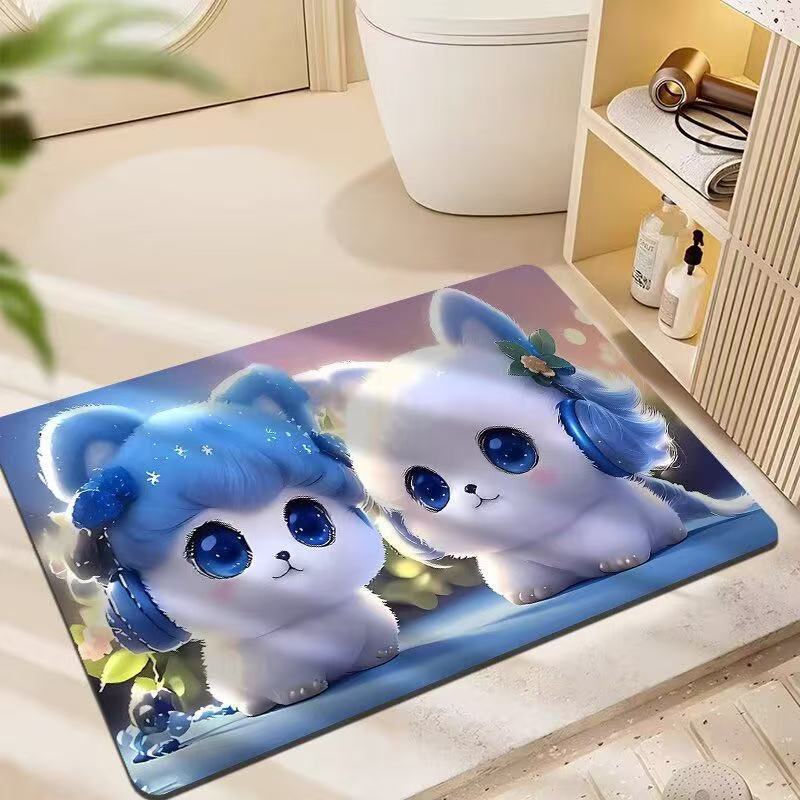 3D estereoscópico alfombra de suelo de baño inodoro puerta de absorción de agua alga de barro esterilla antideslizante inodoro doméstico puerta de entrada esterilla