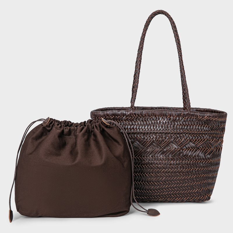 Dragón difusión primera capa piel de vaca vegetal cesta bolsa vintage cuero genuino hecho a mano tejida popular