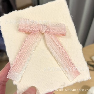Super Fairy Double Lace Lace Gradient Pink Bow Hairpin Clothing Accessories Shoe Flower Mobile Phone Case Bag Hanging Accessories