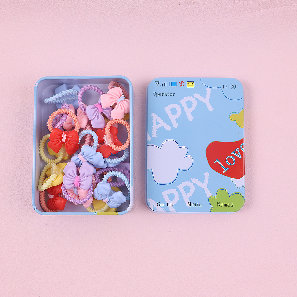 Caja de hierro de dibujos animados bebé pulgar pelo banda no duele el Pelo elástico tocado bebé niña cabeza cuerda color goma banda femenina