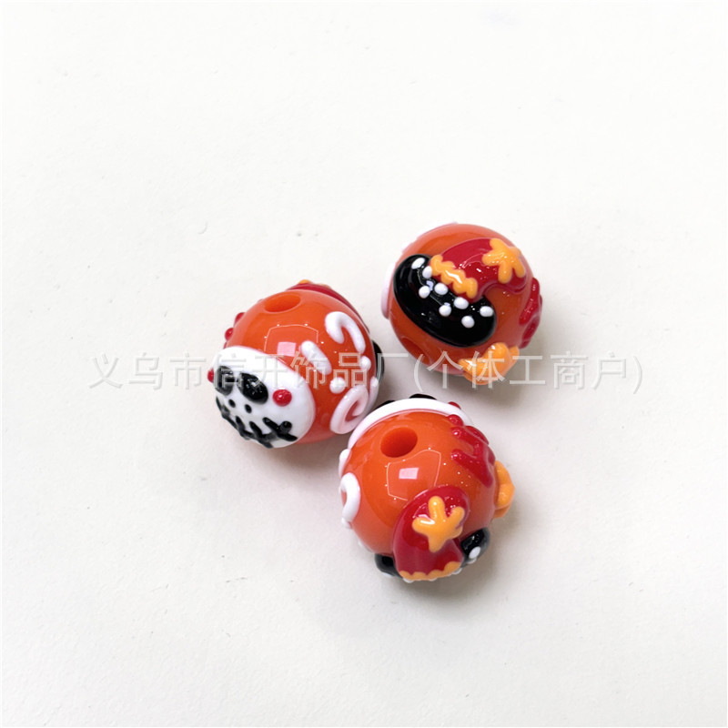 通孔万圣节系列手绘圆珠串珠笔配件手机钥匙包链diy手工饰品串珠|undefined