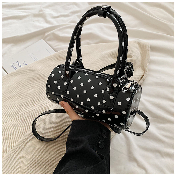 Patent Leather Polka Dot Summer Casual Boston Handbag Cute French Style Shoulder Bag For Women Wholesale - Thumbnail 7