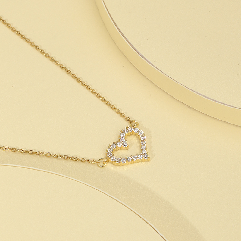 1 Piece Fashion Heart Shape Alloy Copper Inlay Zircon Womenu0027S Necklace