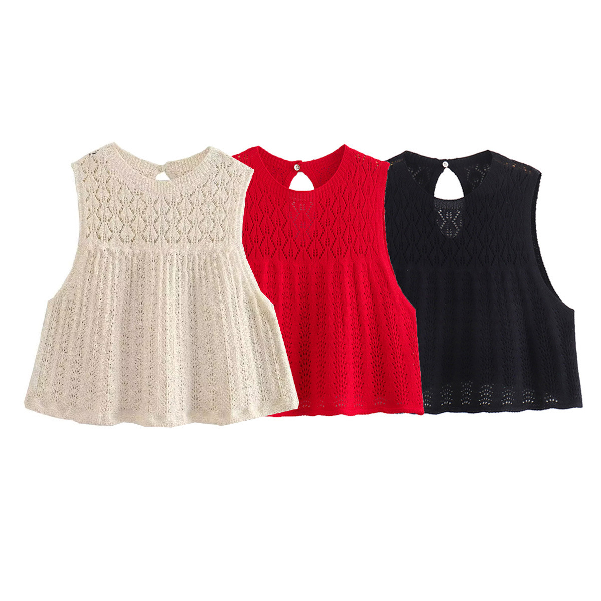 TAOP&ZA春季新品欧美风女装针织镂空小清新甜美套装裙式上衣+短裙