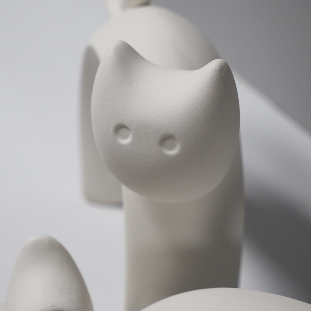 Adorno de Gatito para Escritorio de Cerámica Decorativo para Sala de Estar y Mueble de TV