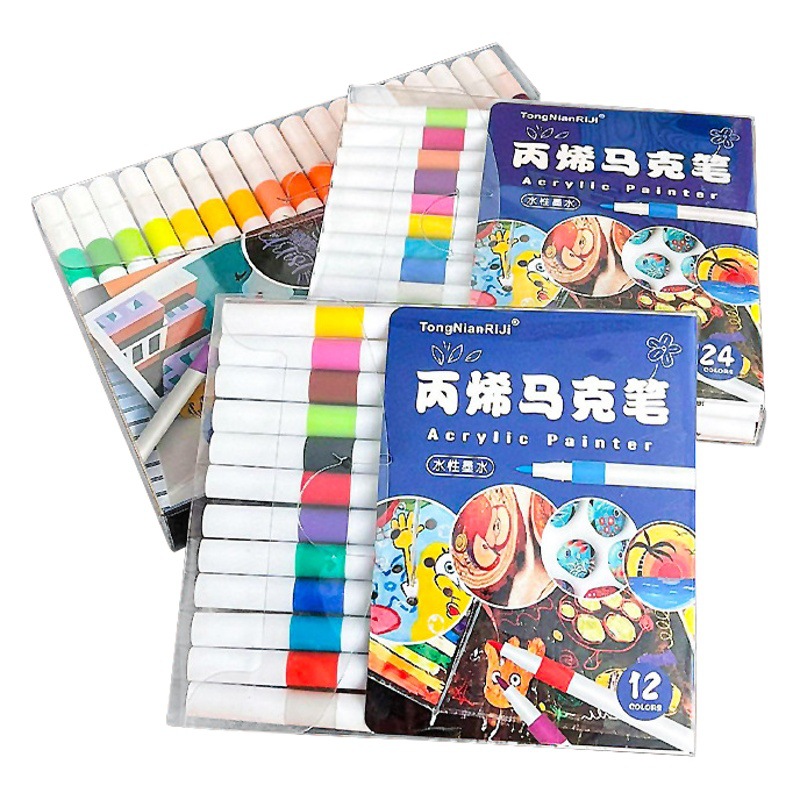 Factory direct supply acrylic marker 12/24/36/48/60 color quick-drying watercolor pen painting marker high-light pen