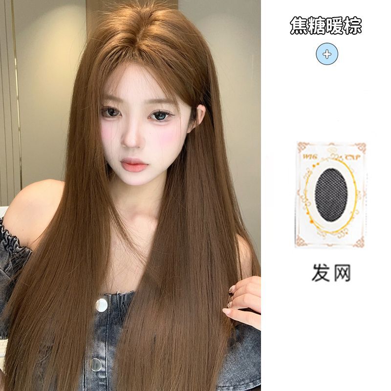 [honey tea warm brown] long forehead lace straight hair