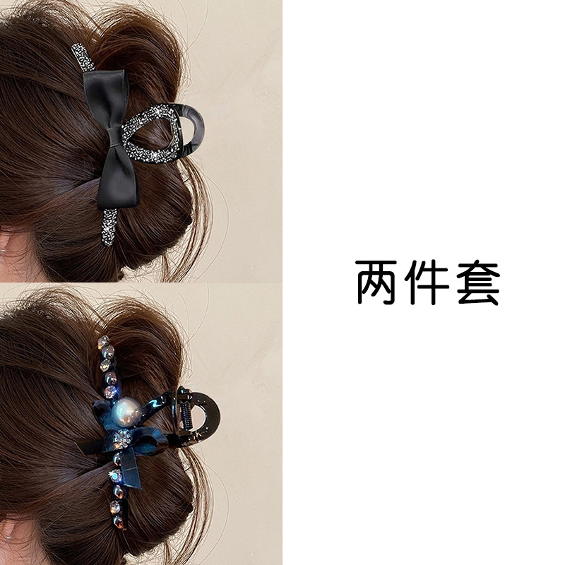 黑色水钻蝴蝶结抓夹女2025新款高级感气质大号后脑勺盘发发夹发卡|undefined