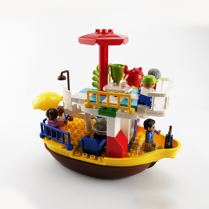 Compatible with spelling large particles, building block family yacht sailing battleships sailing, creative fighting and loose parts 2