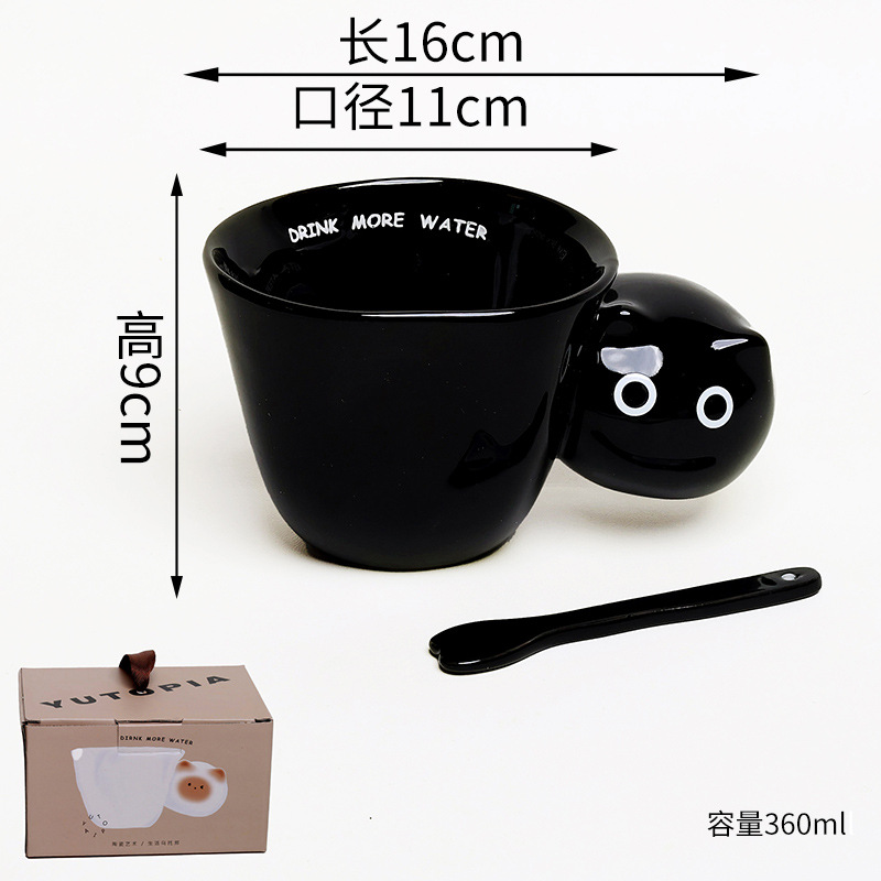 [Transfronterizo] Gato siamés lindo gatito taza de cerámica taza de agua de pareja de alto valor regalo de cumpleaños creativo taza de mano