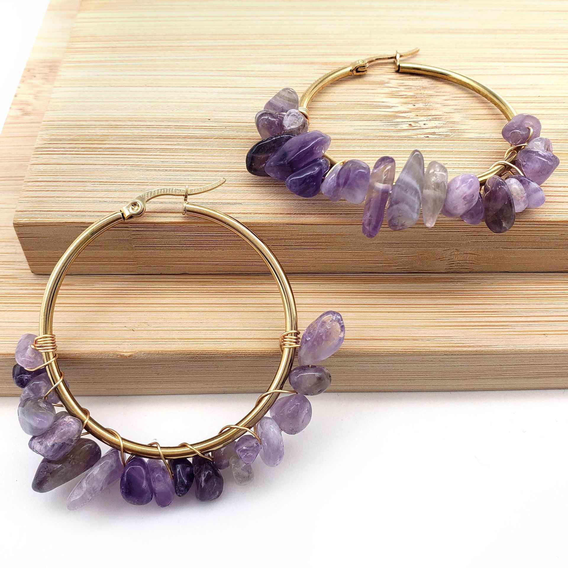 Fashion Irregular Stainless Steel Beaded Plating Earrings 1 Pair