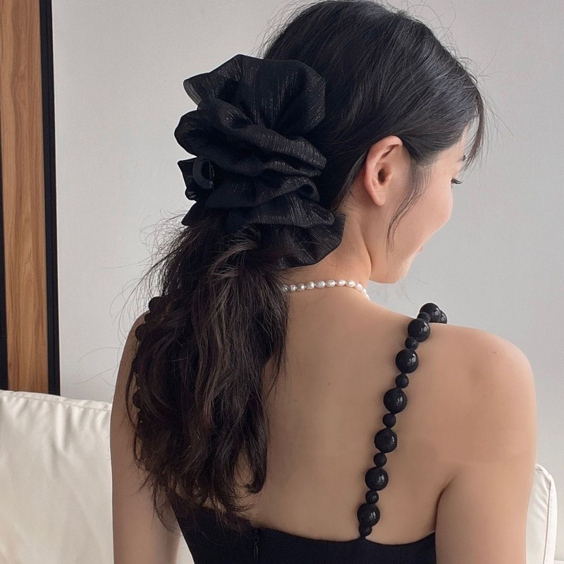 ヘアアクセサリー、妖精のような高級感、後頭部に大きなリボン、シアサッカー、女性用の大きなグリッパーシャーククリップヘッドドレス|undefined