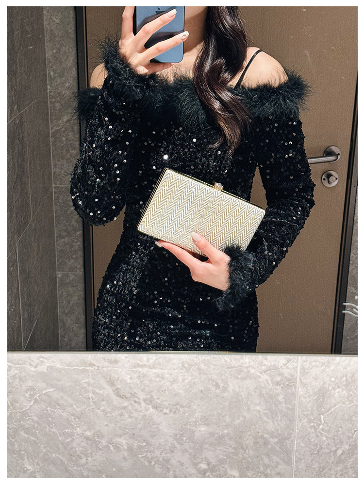 Lock clasp Closure Type Arylic Waves Solid Color Square Evening Bags