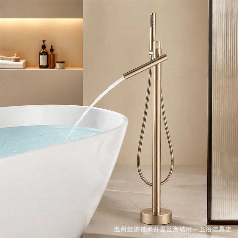Light Luxury Floor-Standing Bathtub Faucet Freestanding All-Copper Hot and Cold Bathtub Side Column Basin Princess Bowl Shower Light Luxury Floor-Standing Bathtub Faucet Freestanding All-Copper Hot and Cold Bathtub Side Column Basin Princess Bowl Shower