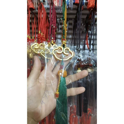 Decoration, Pixiu Sand Gold Car – Car hanging - peace-and-ruyi-lock-car-pendant-dark-green