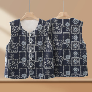 New Chinese Style Round Neck Embroidered Vest Women's 2025 Early Spring New Soft Ware Middle-aged Women's Elegant Top