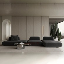 RW意式极简布艺沙发简约现代黑色客厅大平层异形落地轻奢棉麻沙发