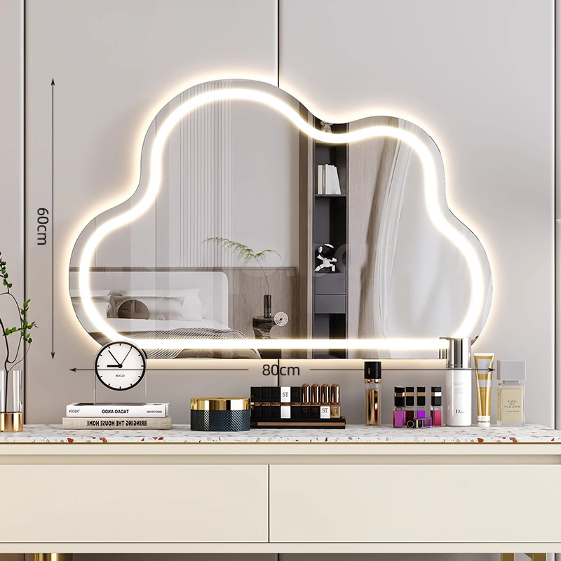 Espejo de maquillaje de nube 2025 nuevo espejo tocador dormitorio escritorio pared colgante led inteligente espejo de tocador con luz