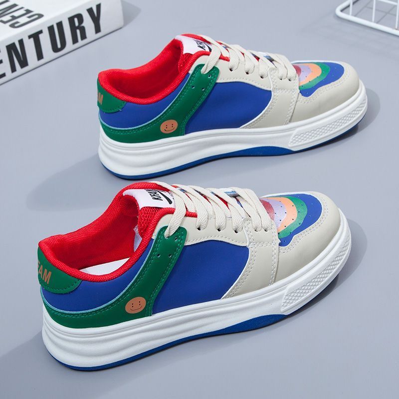 Zapatillas de suela gruesa zapatos de Pato Mandarín para mujeres 2023 primavera nuevo estilo coreano nicho versátil color del arco iris a juego deportes zapatos casuales moda
