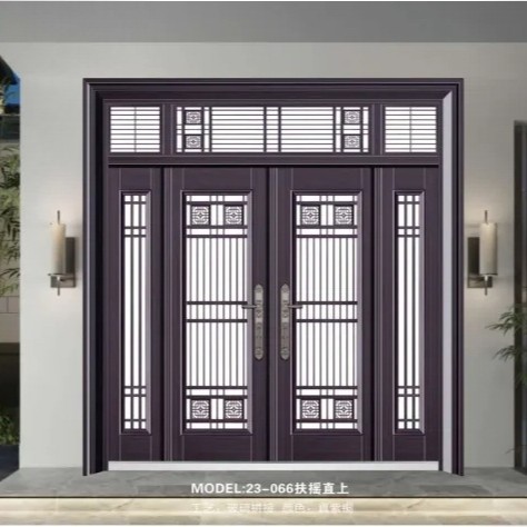 新款农村自建房双开别墅大门锌合金钢化玻璃大门庭院防盗入户门