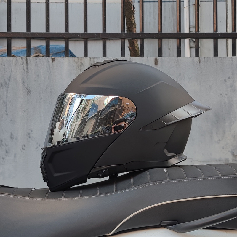Casco de Motocicleta Orz con Certificación DOT para Hombre y Mujer, Casco Abierto con Visera Doble, Spoiler de Invierno, Cobertura Media, Azul para Todas las Estaciones.