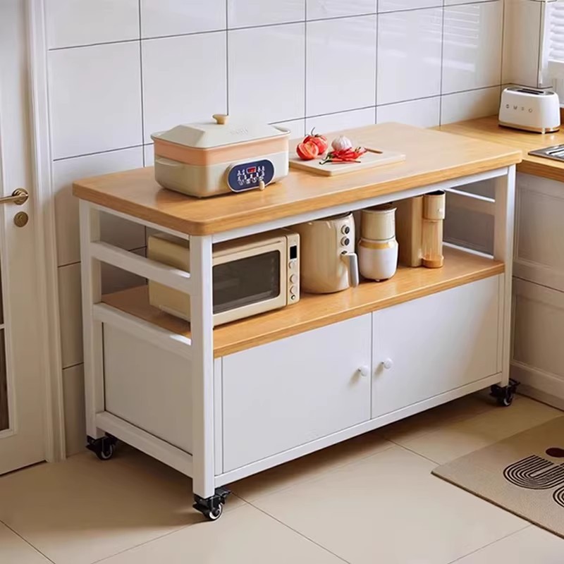 Gabinete de almacenamiento multicapa doméstico con estante de cocina integrado contra la pared móvil con ruedas mesa de operación