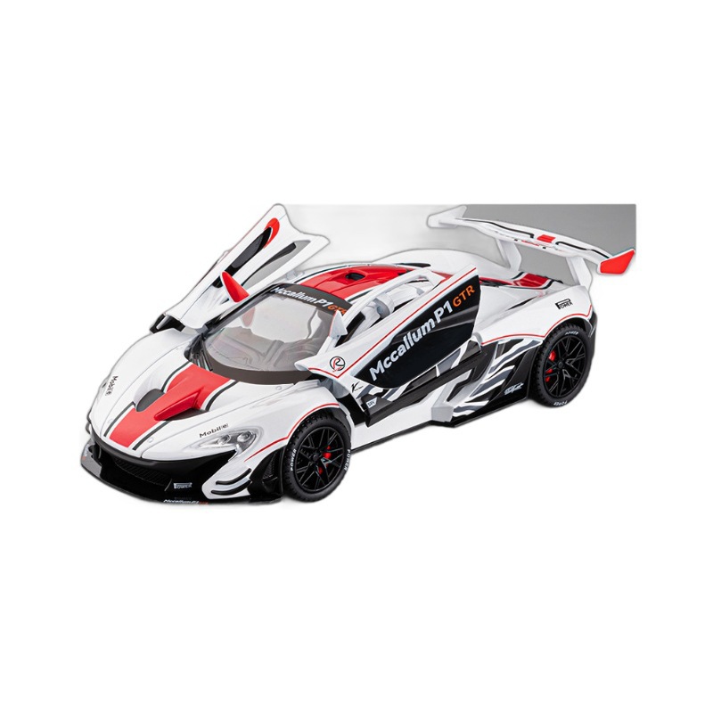 Modelo de coche de aleación Jiaye 1 a 22 McLaren P1GTR coche de carreras con sonido y luz de retroceso coche de juguete decoración de modelo de sonido