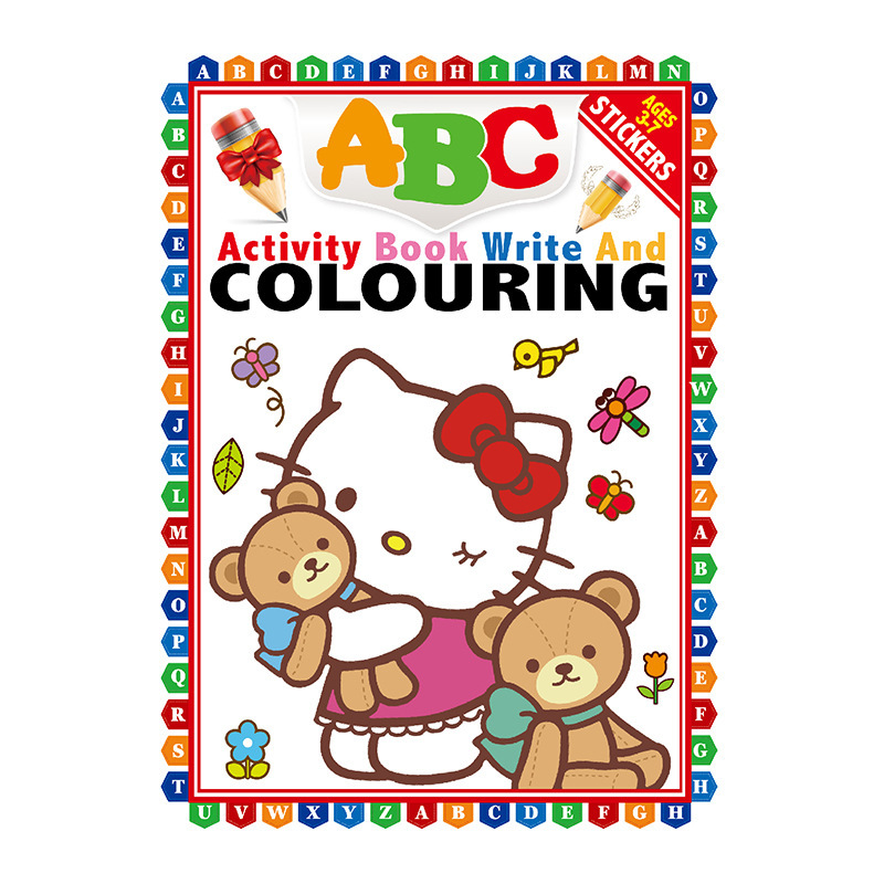 Creative KT cat cartoon coloring book 26 English letters early education textbook children's graffiti book with stickers wholesale