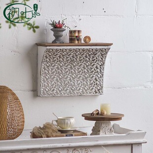 American Country Iron Storage Rack Cut Out Carved Wall Hanging Flower Rack Outdoor Garden Restaurant Background Wall Curved Shelf