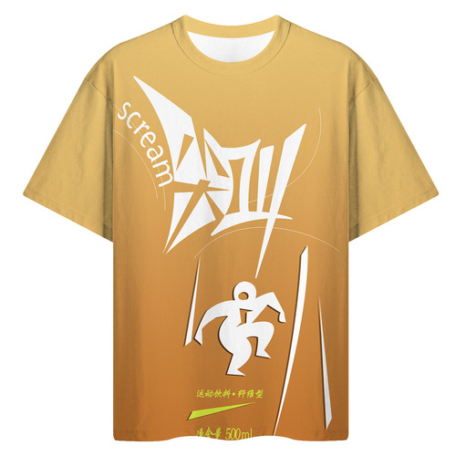 Summer Abstract Short Sleeve Scream Beverage Pattern 3D Digital Printing Funny T-Shirt Short Sleeve Top