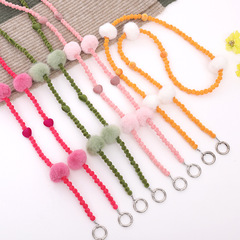 New Soft Plush Phone Lanyard with Flocked Beads Phone Chain for Autumn/Winter, Ball Shoulder Phone Strap Gift for Women