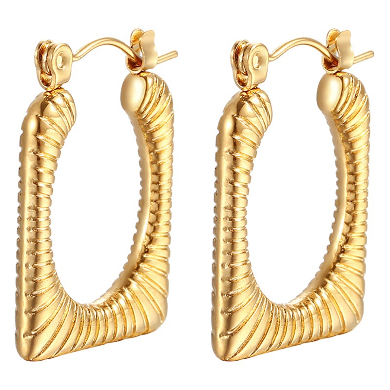 Pendientes de acero de titanio de lujo ligero de alto grado de las mujeres de moda simples de moda europea y americana cuadrados de moda pendientes de acero inoxidable