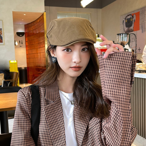 Anti-mounted beret girl summer Japanese duckbill cap retro forward cap for men spring thin version painter autumn newsboy