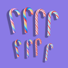 圣诞配饰大小号仿真软陶拐杖圣诞节彩虹糖挂件材料跨境货源批发